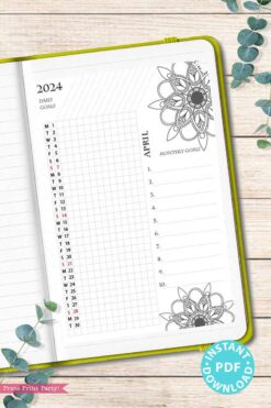 bullet journal 2024 calendar monthly tracker with mandala design for bullet journals - Press Print Party!