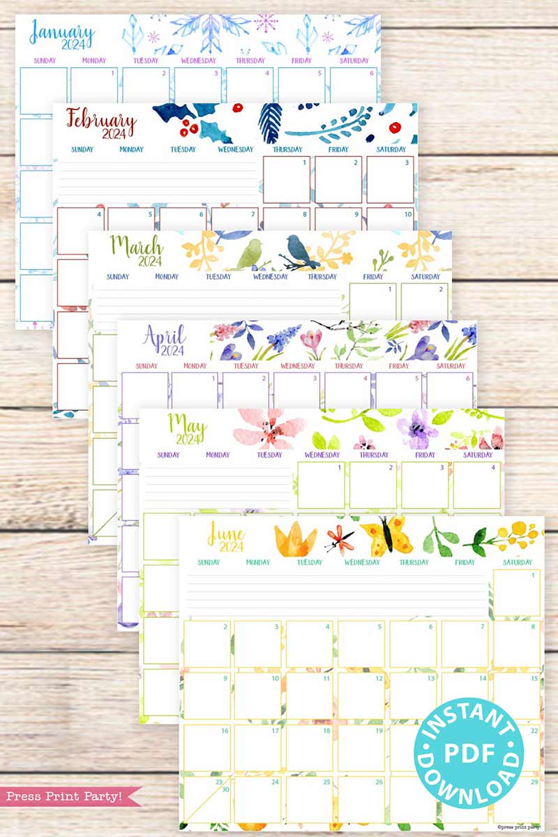 2024-monthly-calendars-for-bullet-journals-or-binders-watercolor-printable