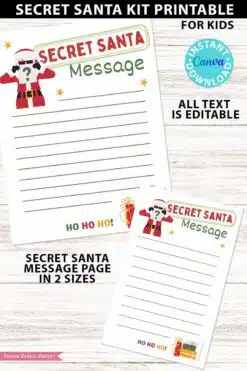 Secret Santa Kids Questionnaire Printable Secret Santa Gift Exchange Kit for School Secret Santa Flyer Invitation Template Santa Gift Tags - Press Print Party