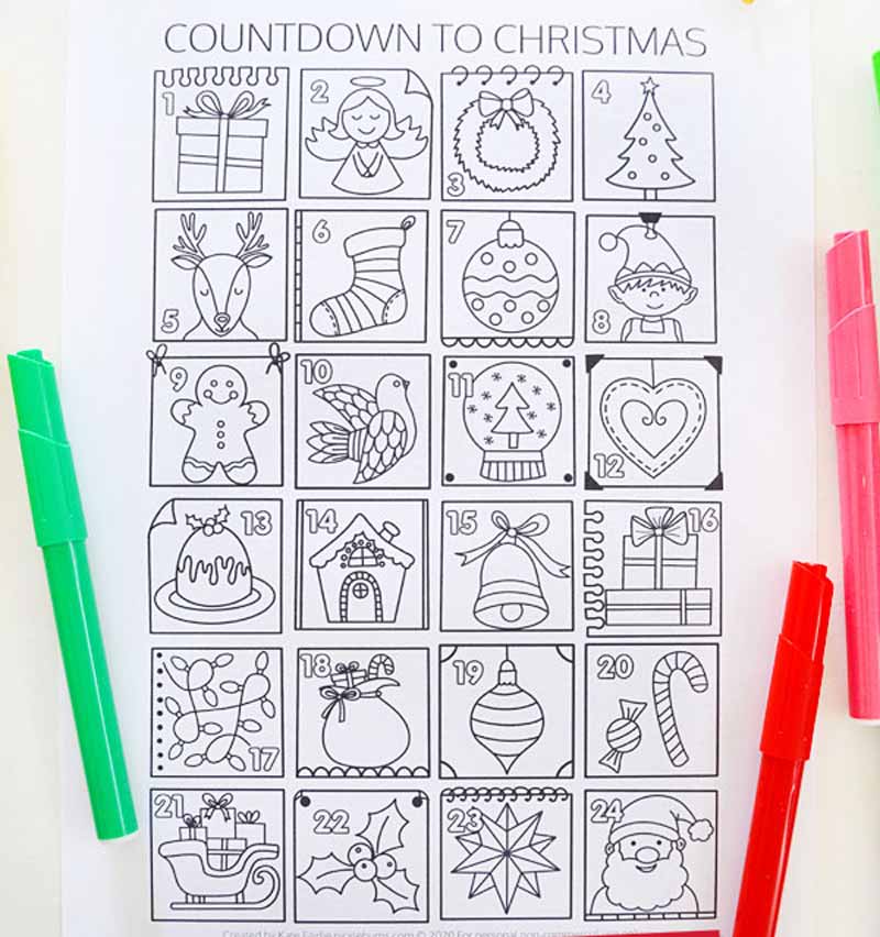 Christmas advent calendar ideas for kids to countdown till Christmas. free printables and crafts - Press Print Party!