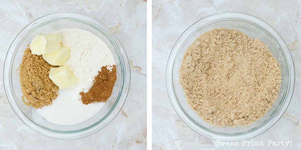 pumpkin streusel muffins recipe with vanilla glaze. A great fall treat for thanksgiving dessert - Press Print Party!
