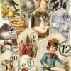 12 Days of Christmas Tags Printable Vintage Christmas Junk Journal Decor Song 12 Days of Christmas gift Tag Ornament Vintage Number Labels - Press Print Party!