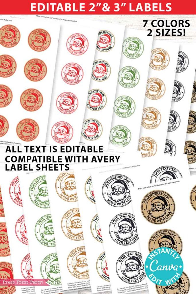 Christmas Canning Labels Printables Vintage Santa