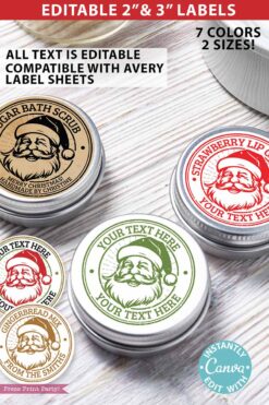 Christmas Stickers Printable Christmas Canning Labels Christmas Jam Round Sticker Homemade Christmas gift Label Vintage Santa Custom Apothecary Labels, instant download avery Christmas labels custom canning labels jar labels - Press Print Party