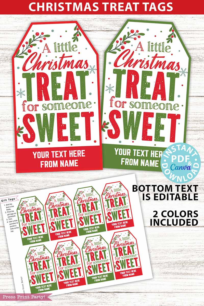 Christmas Gift Tags Template - red & green