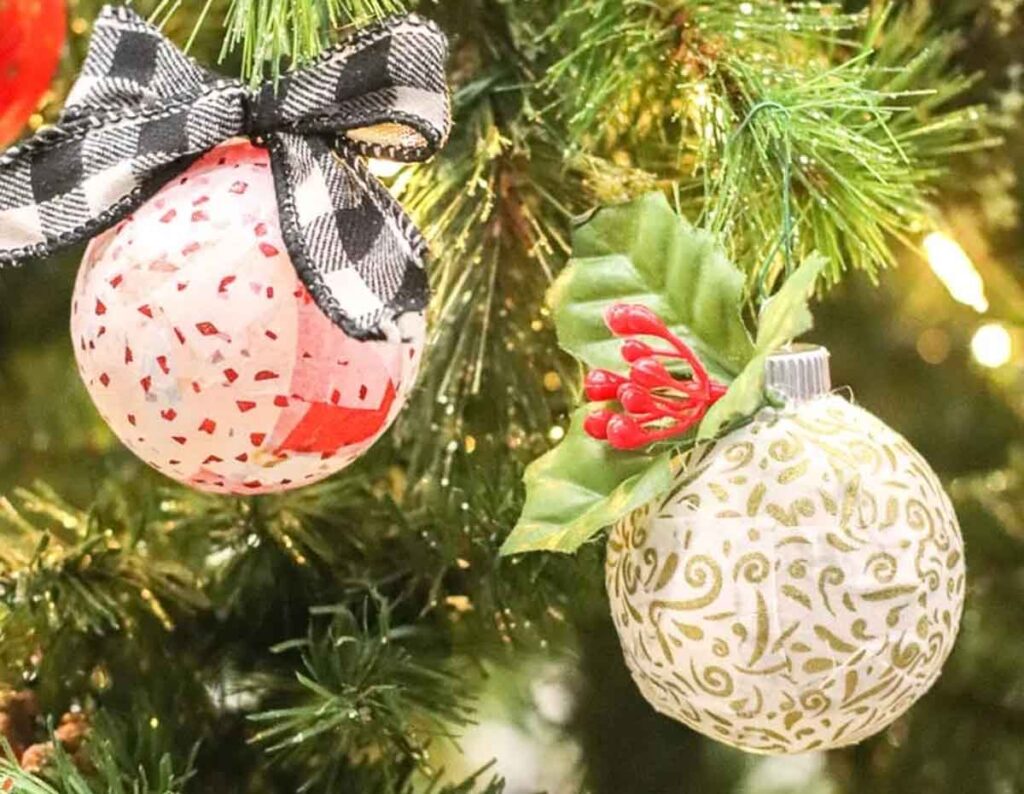 diy decoupage ornaments - 55 DIY Christmas Ornaments for Kids to Make and feel proud of - Press Print Party