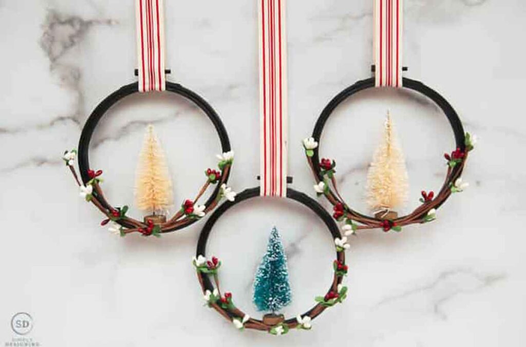 farmhouse wreaths ornaments - 55 DIY Christmas Ornaments for Kids to Make and feel proud of for little kids and big kids - Press Print Party