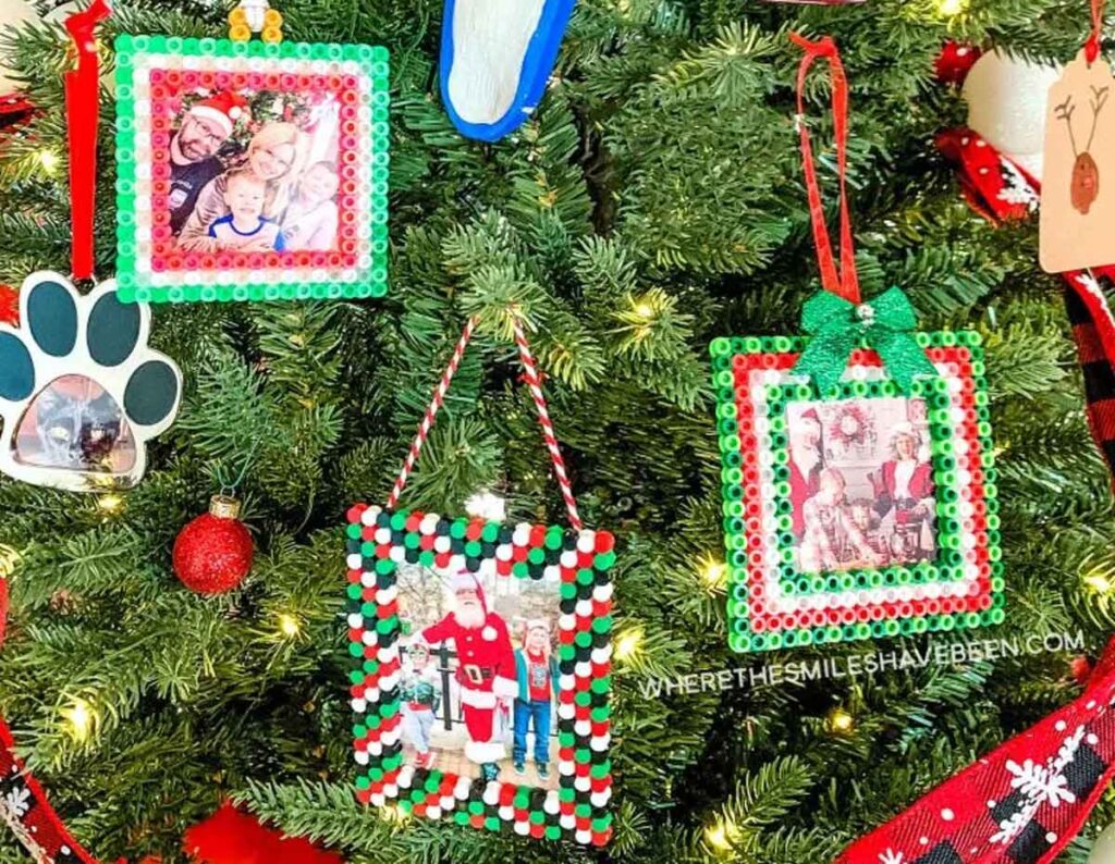 perler beads ornaments - 55 DIY Christmas Ornaments for Kids to Make and feel proud of for little kids and big kids - Press Print Party