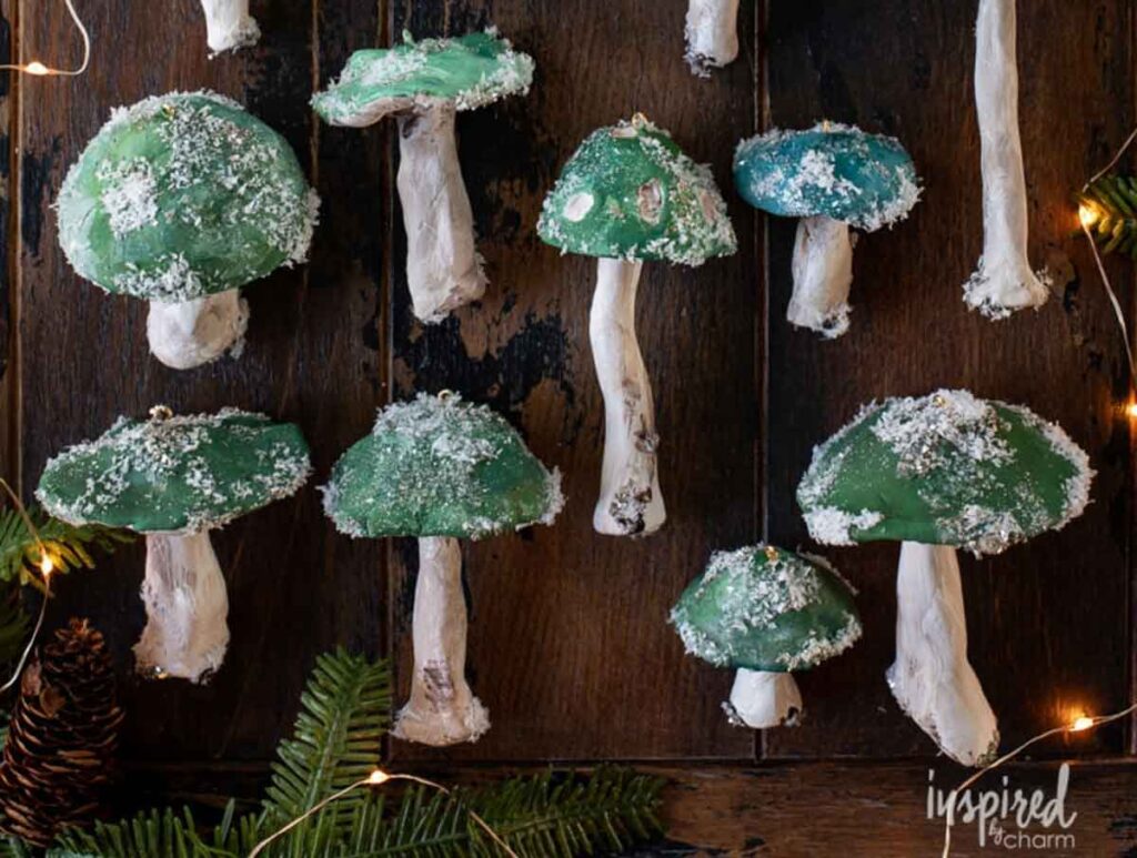 clay mushroom ornaments - 55 DIY Christmas Ornaments for Kids to Make and feel proud of - Press Print Party