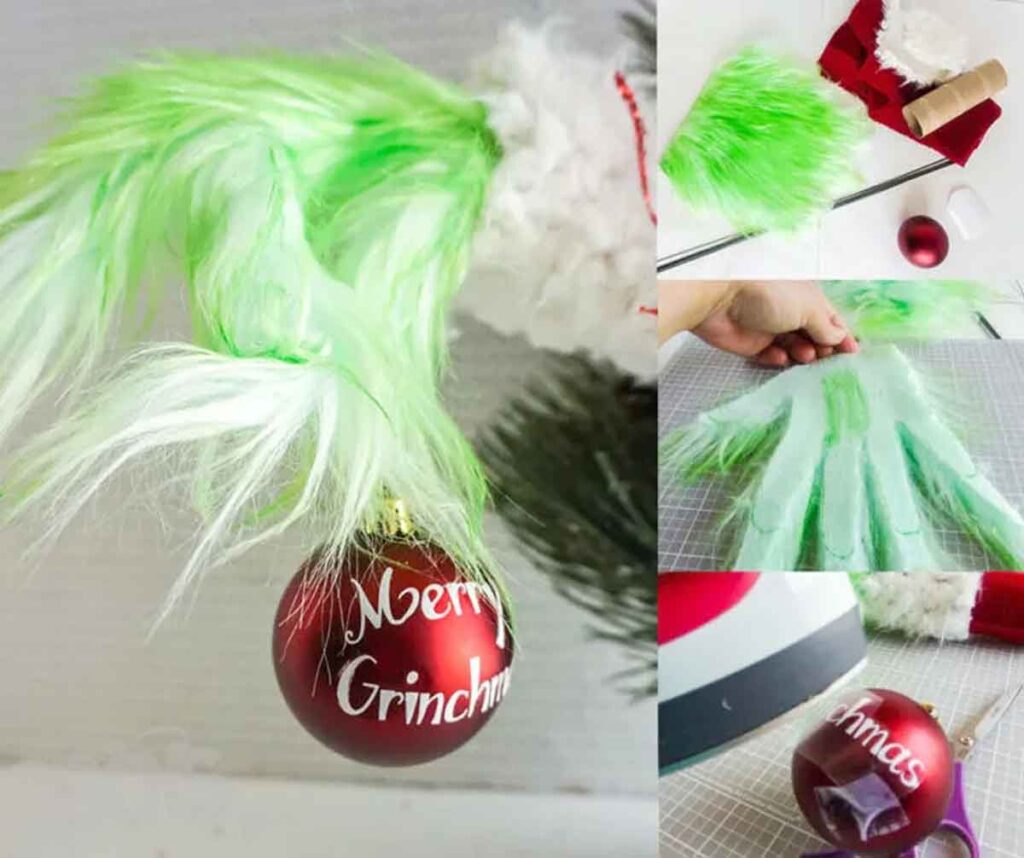 grinch hand ornament - 55 DIY Christmas Ornaments for Kids to Make and feel proud of for little kids and big kids - Press Print Party