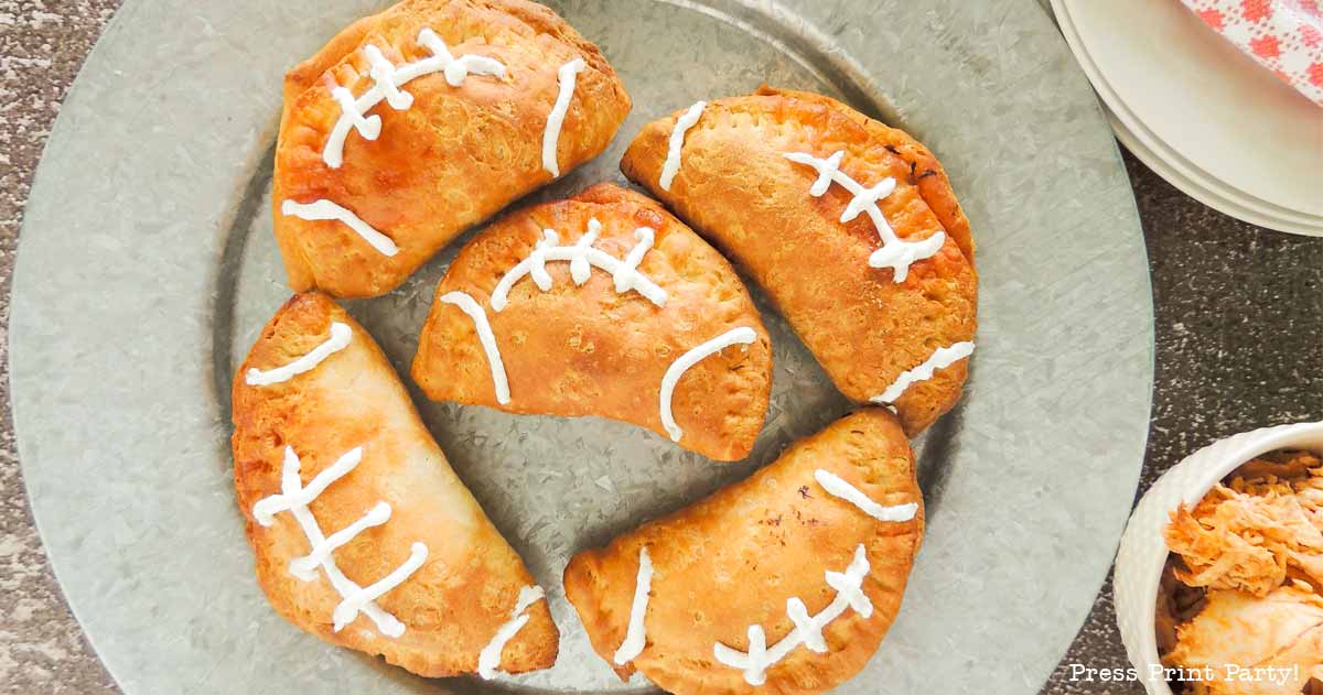Tasty Football-Shaped Pulled Buffalo Chicken Hand Pies