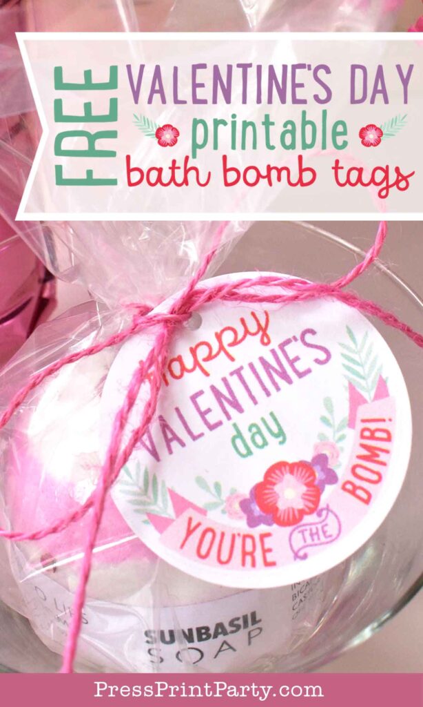 bath bomb valentines with free printable card - for valentines day - Press Print Party!