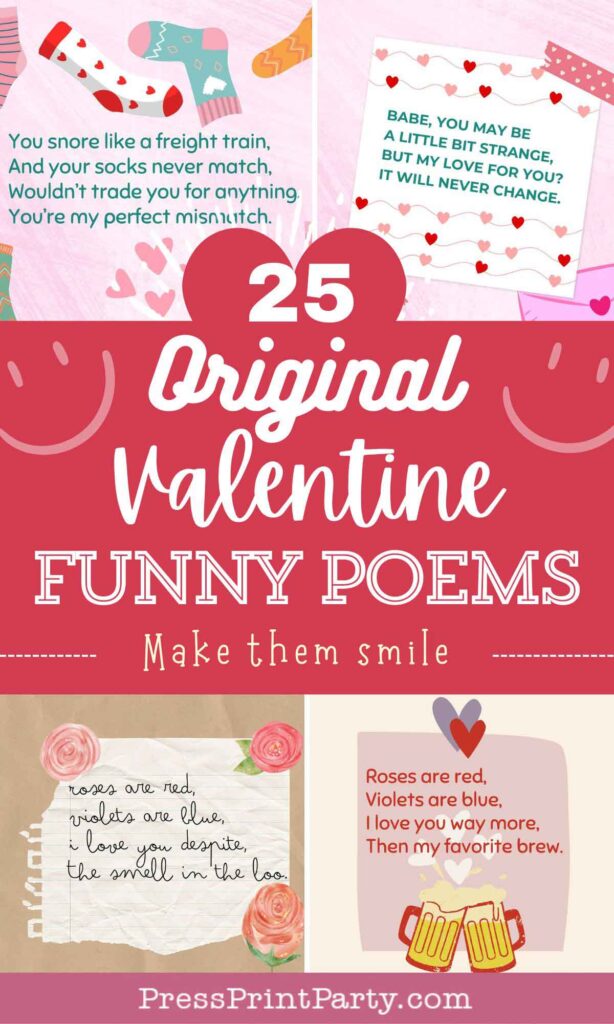 25 original valentine funny poems to make them laugh- valentine quotes funny - Press Print Party!