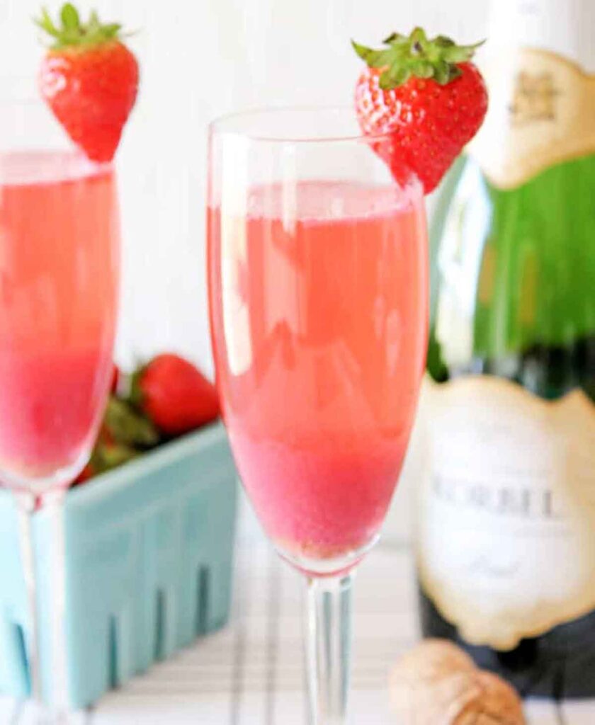 strawberry mimosa- 30 romantic valentine's day drinks to set the mood - Press Print Party