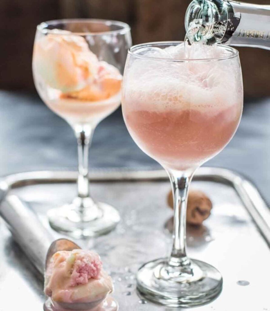 rainbow sherbet champagne floats- 30 romantic valentine's day drinks to set the mood - Press Print Party