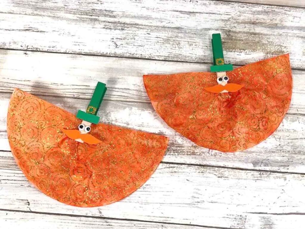 Coffee Filter Leprechaun by Darcy and Brian  - 19 Creative Leprechaun Crafts for Kids on St. Patrick's Day - Press Print Party!