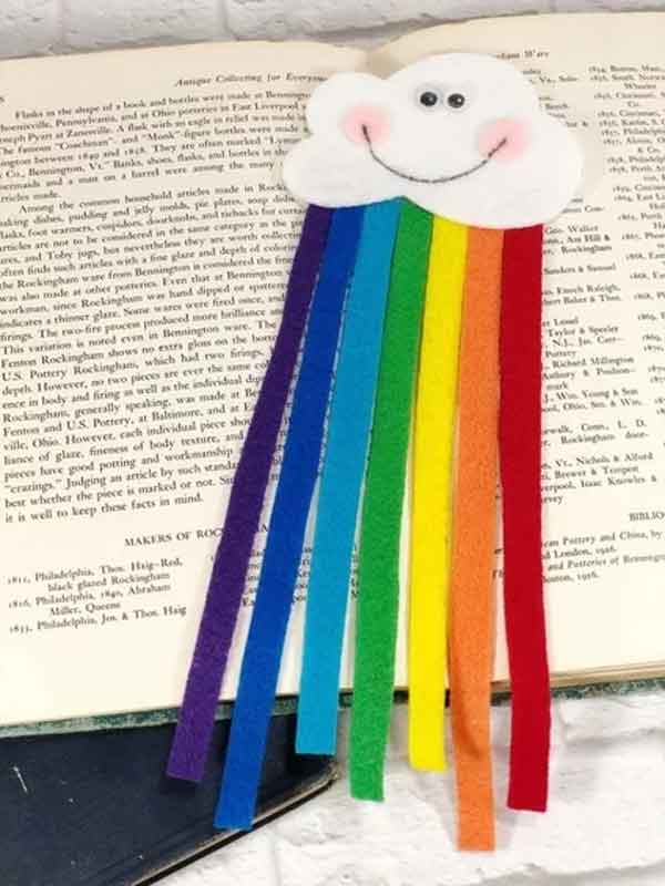 felt rainbow bookmark - 25 cool rainbow crafts for kids and art ideas - Press Print Party!