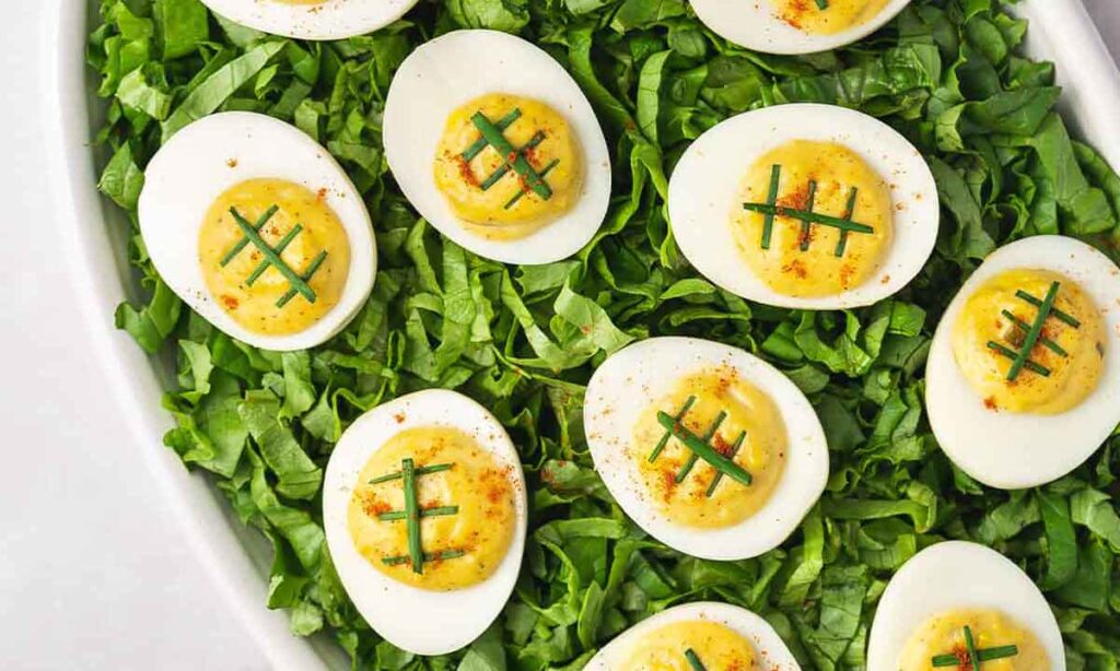 Traditional Deviled Eggs by BellyFull - Easy Football Finger Foods for Your Game Day Party - Press Print Party!