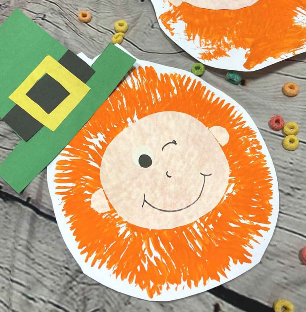 Fork-Painted Leprechaun Craft by Mama of Minis - 19 Creative Leprechaun Crafts for Kids on St. Patrick's Day - Press Print Party!