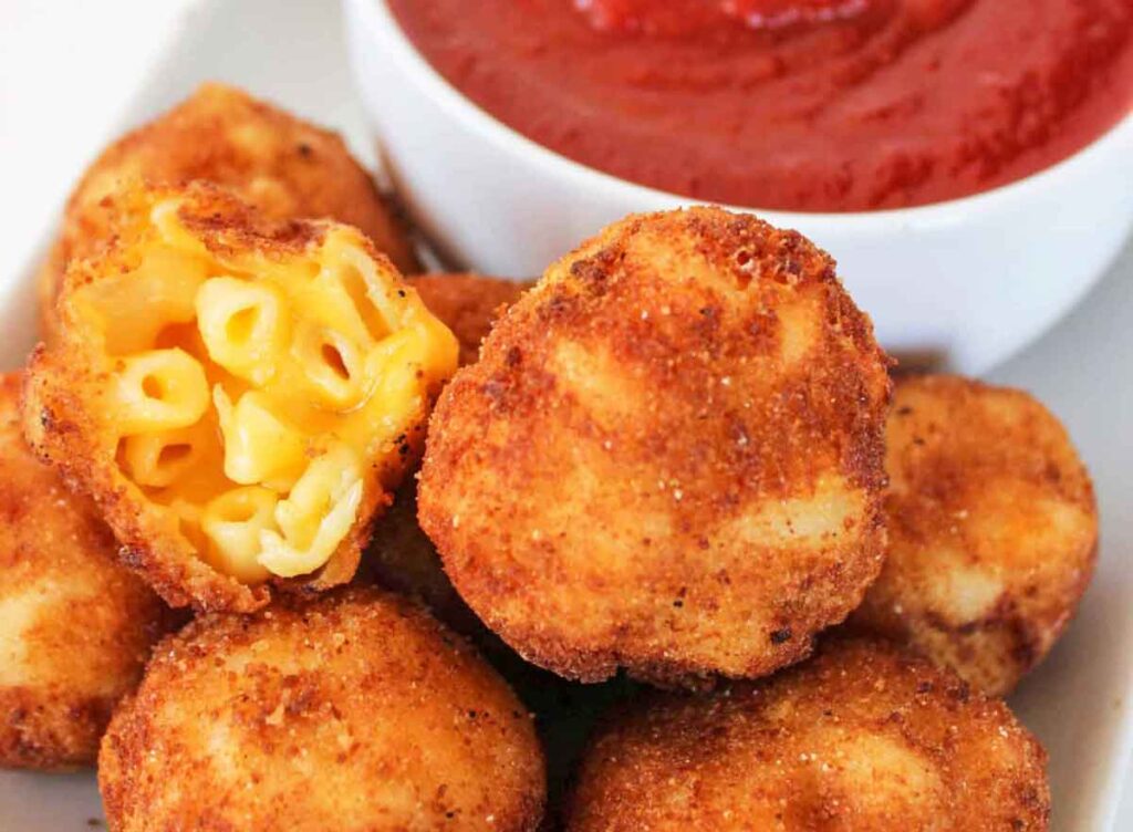 Fried Macaroni and Cheese Bites by Thrifty Jinxy - Easy Football Finger Foods for Your Game Day Party - Press Print Party!