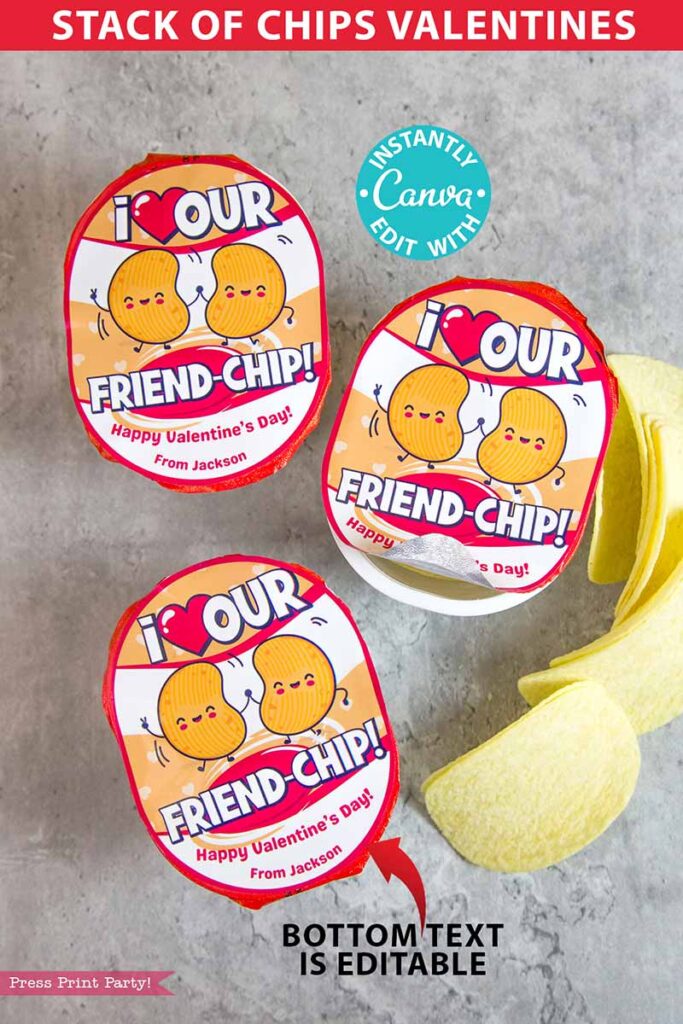 Pringles Valentines Printable Stickers I Love Our Friend Chip RED