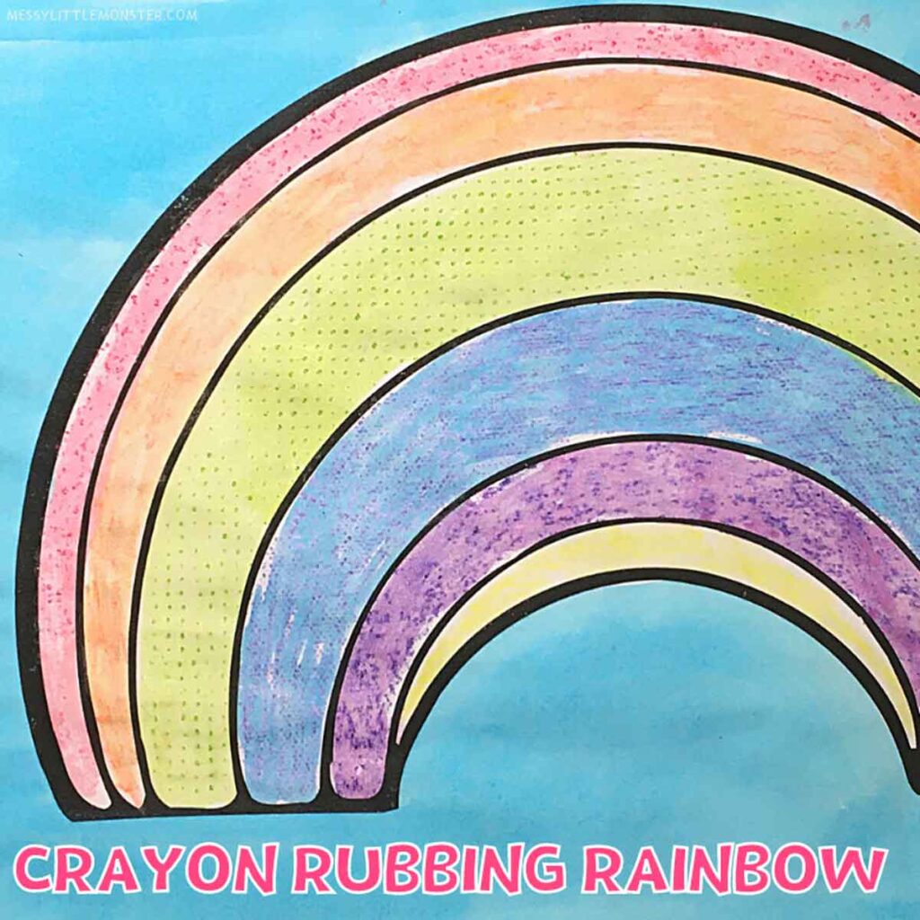 rainbow template crayon rubbing art - 25 cool rainbow crafts for kids and art ideas - Press Print Party!