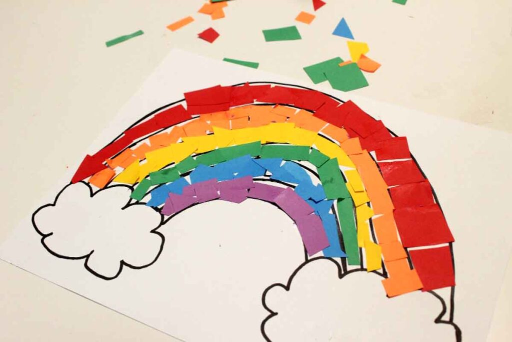 rainbow collage - 21 cool rainbow crafts for kids and art ideas - Press Print Party!