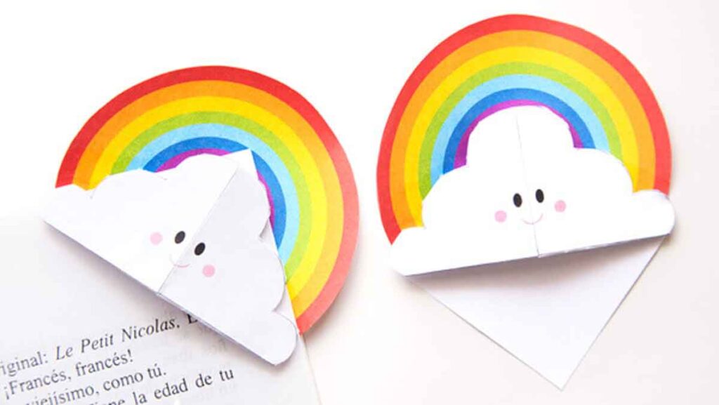 Rainbow bookmark - 25 cool rainbow crafts for kids and art ideas - Press Print Party!