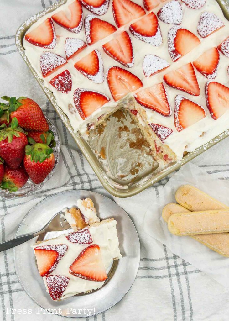 strawberry tiramisu recipe with no coffee, and no bake Press Print Party!