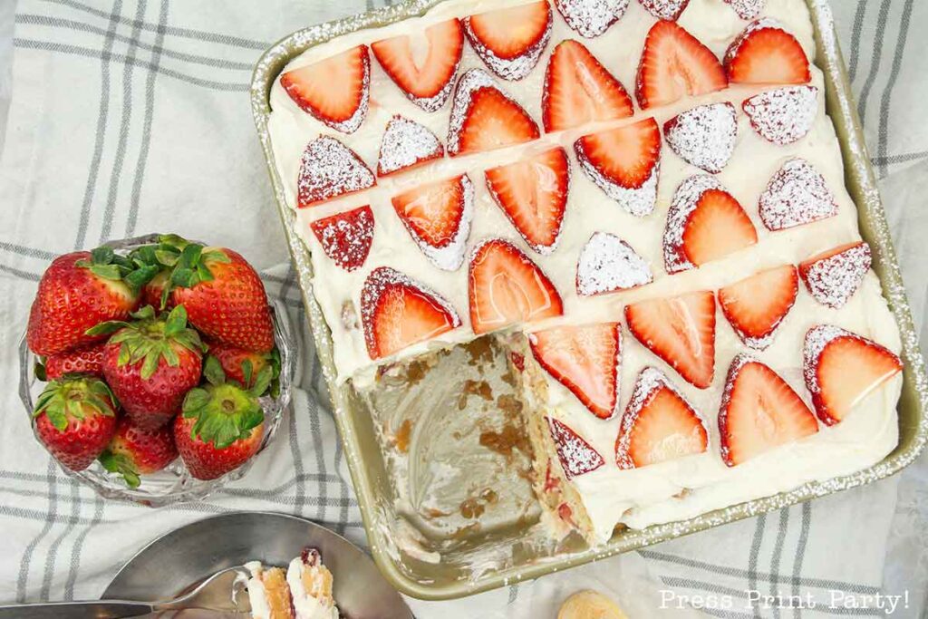 strawberry tiramisu recipe with no coffee, and no bake Press Print Party!