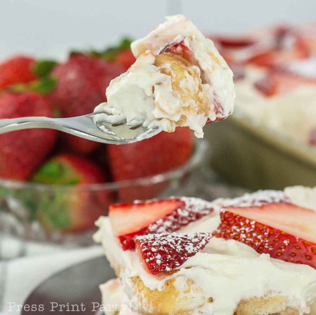 strawberry tiramisu recipe with no coffee, and no bake Press Print Party!