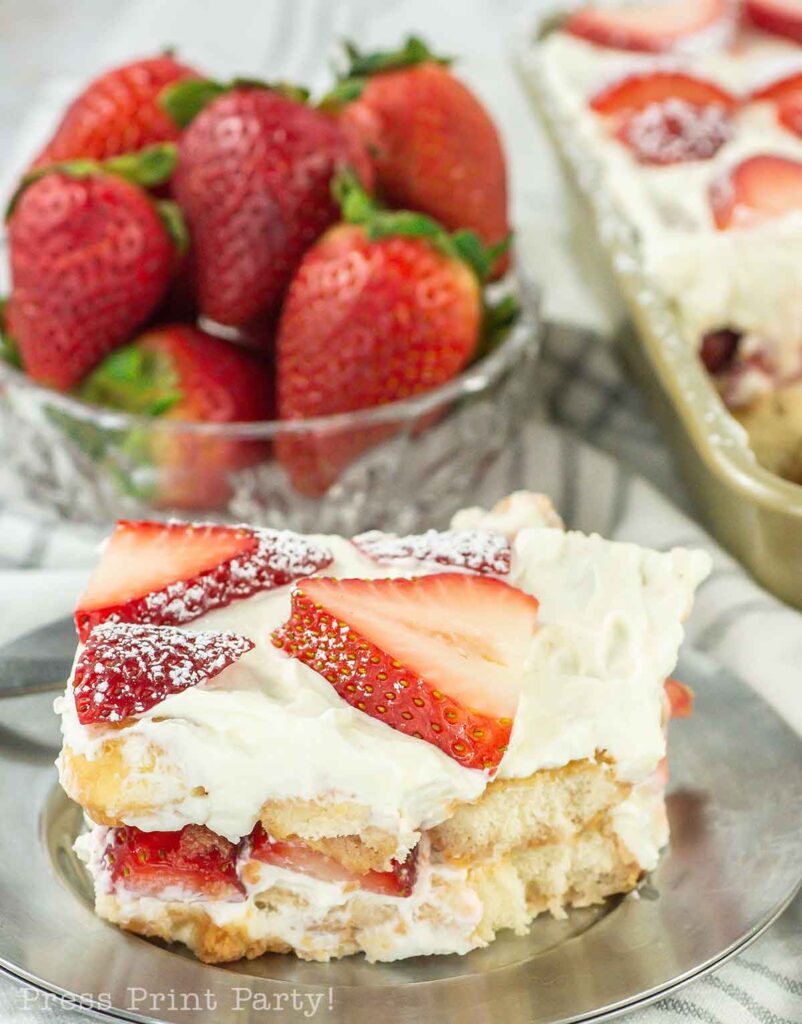 strawberry tiramisu recipe with no coffee, and no bake Press Print Party!