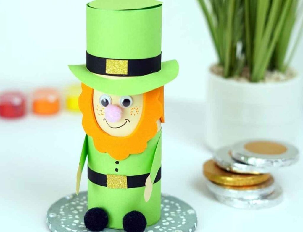 Toilet Paper Roll Leprechaun Craft by DIY & Fun - 19 Creative Leprechaun Crafts for Kids on St. Patrick's Day - Press Print Party!