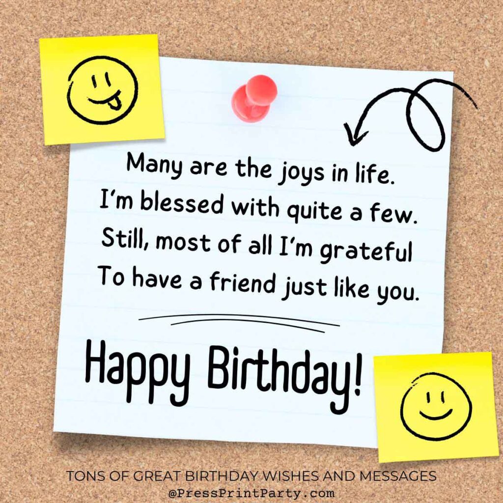 birthday poem for friends - Tons of Awesome Happy Birthday Wishes & Messages to Write in a Birthday Card - Press Print Party! birthday special greetings sayings for birthday wishes