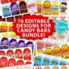 16 candy bar thank you designs bundle editable with canva printable - press print party