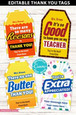 16 candy bar thank you designs bundle editable with canva printable - press print party