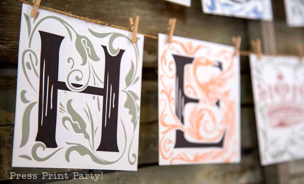 H and E letters from the He is Risen banner - Press Print Party