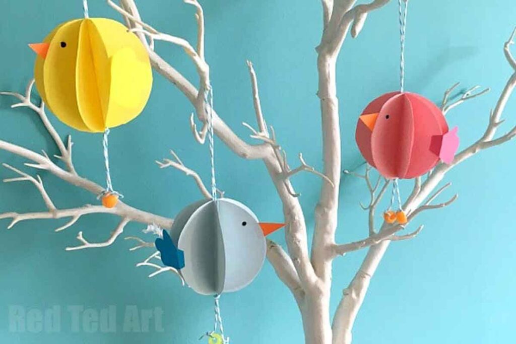 Paper Bauble Chicks by Red Ted Art