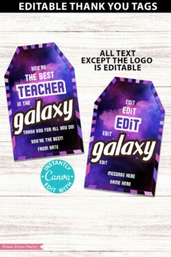 Milky way gift tag thank you gift you're the best teacher in the galaxy - press print party