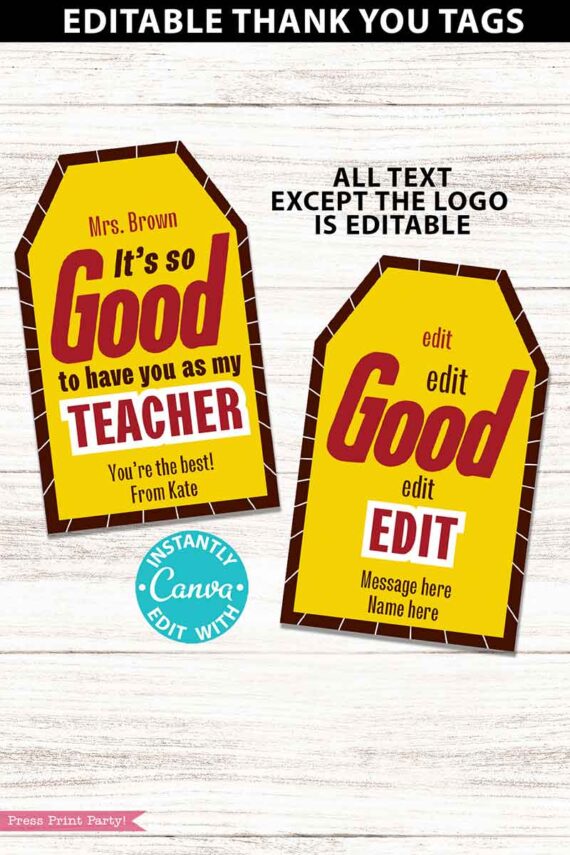 mr goodbar candy thank you tag editable with canva printable - Press print Party