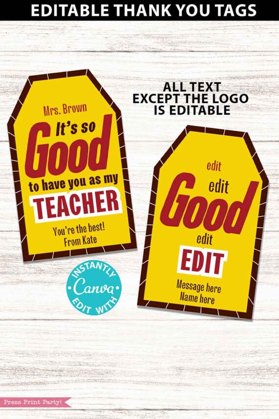 mr goodbar candy thank you tag editable with canva printable - Press print Party