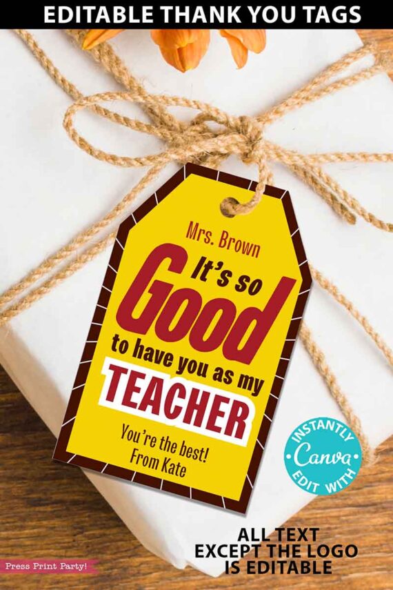 mr goodbar candy thank you tag editable with canva printable - Press print Party