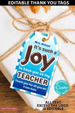 almond joy gift thank you tag for almond joy candy bar editable canva - press print party