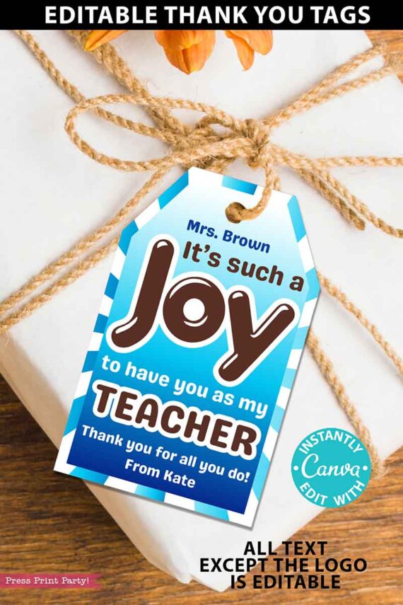 almond joy gift thank you tag for almond joy candy bar editable canva - press print party