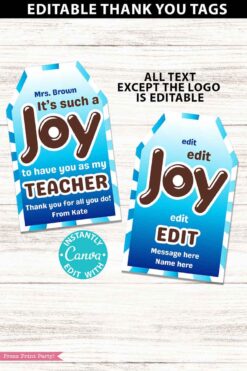 almond joy gift thank you tag for almond joy candy bar editable canva - press print party