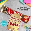 twix gift thank you tag printable on twix candy bar editable canva - Press Print party