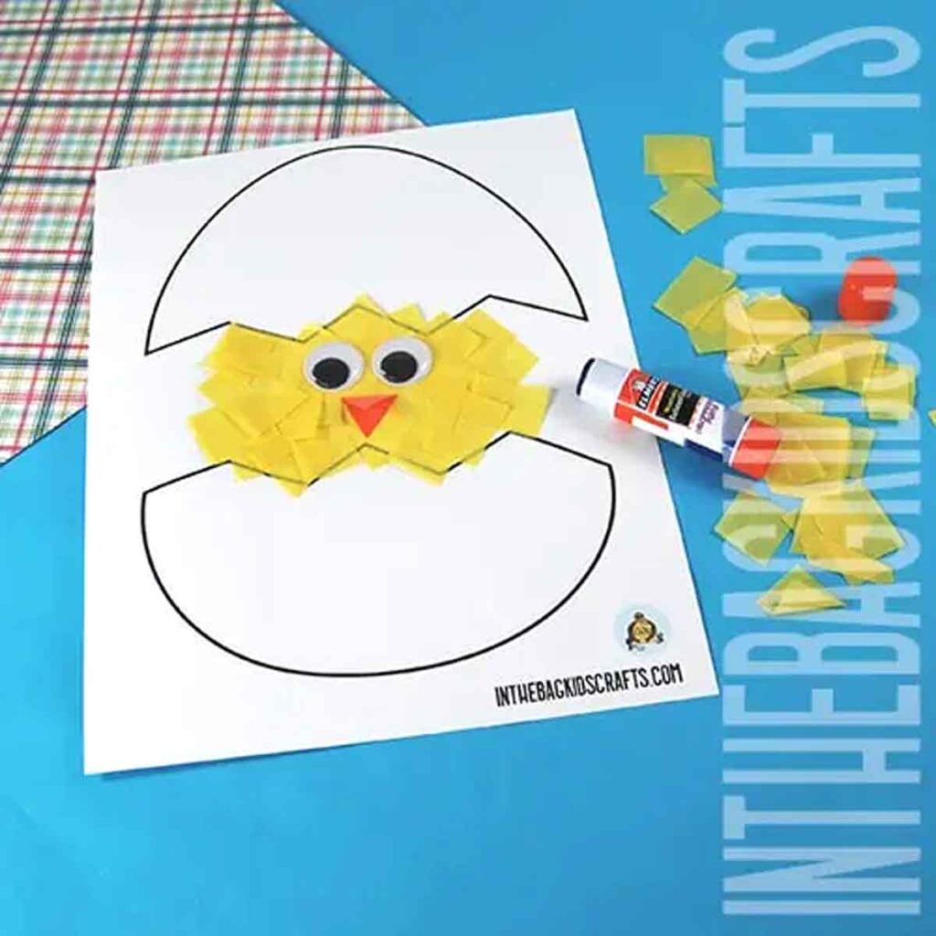 Tissue Paper Hatching Chick by In the Bag Kids’ Crafts