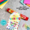 starbust candy pun thank you tag. I'm bursting to say thank you. edidtable with Canva printable. Press Print Party!