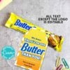 A Butterfinger Candy Bar Thank You Printable Gift Tag saying, "Mrs. Brown, There's no one Butterfinger candy than you! You're the best! From Kate," rests beside a Butterfinger bar with colorful paper clips and a pink stamp in the scene.