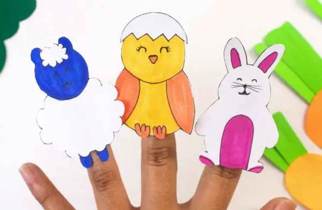 easter finger puppets - chick lamb and bunny